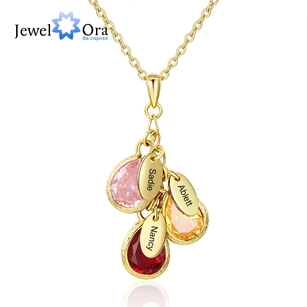 mothers necklace with 3 birthstones