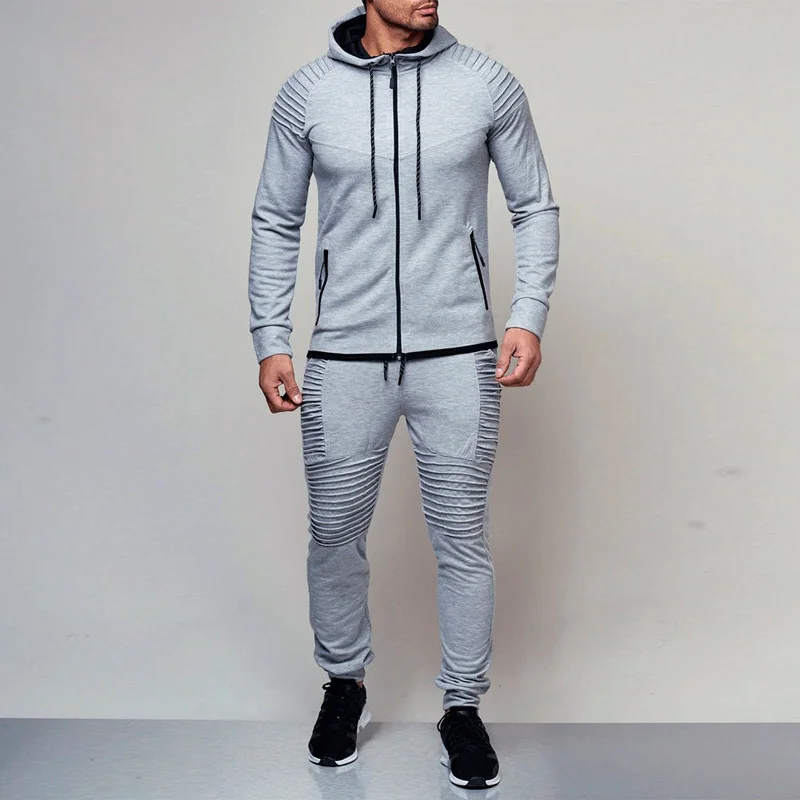 Tracksuit Men Hoodies Pants 2pieces-Sets New-Brand Drawstring Winter Male Autumn Patchwork