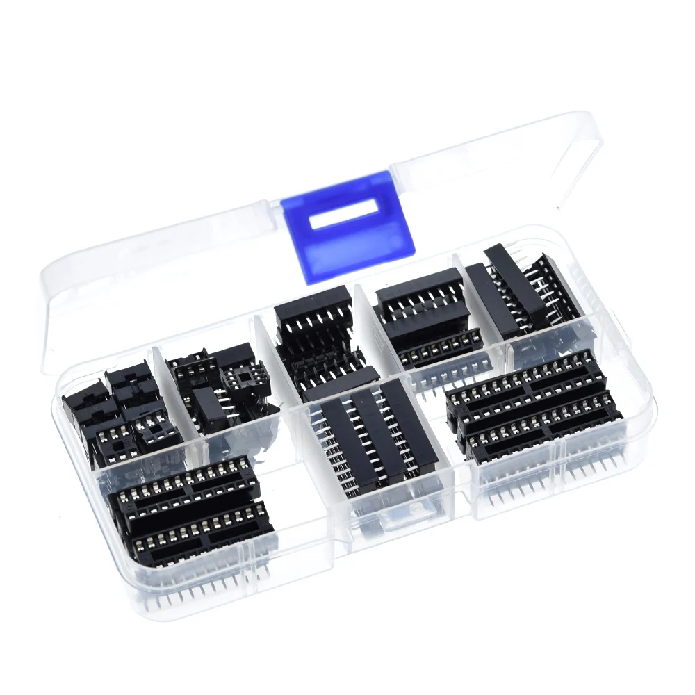 66PCS/Lot DIP IC Sockets Adaptor Solder Type Socket Kit 6,8,14,16,18,20,24,28 pins New