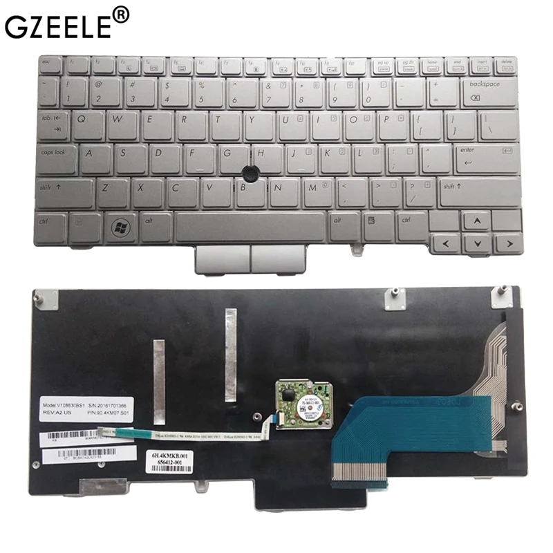 Новинка для hp Elitebook 2760P 12," Клавиатура для ноутбука Серебристая MP-09B63US64421 с точечной палкой 90.4km07c01 649756-001 США
