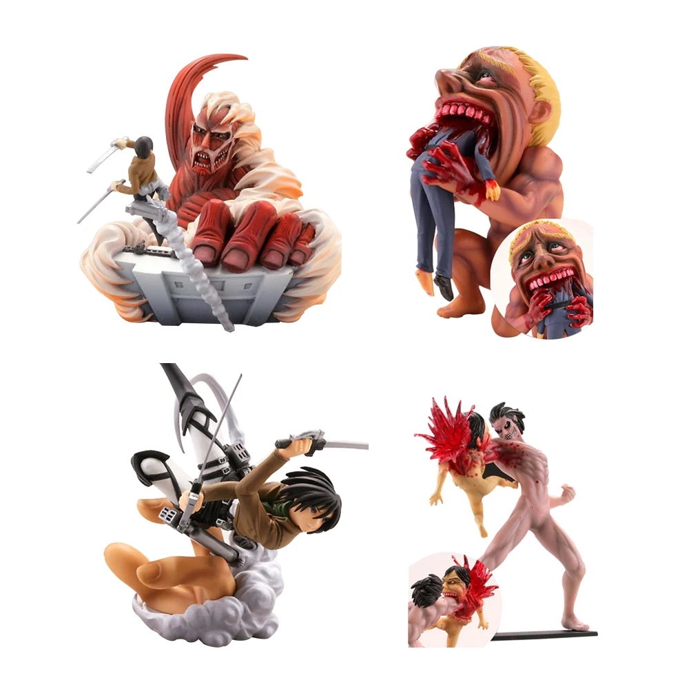 Аниме атака на фигурка Титан Eren Jaeger Колоссальный Титан яйцо Микаса Акерман Levi Rivaille Nendoroid ПВХ фигурка модель игрушки - Цвет: D-opp bag-7-10cm