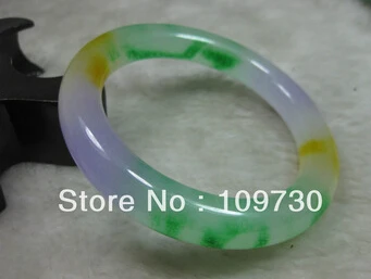 free shipping >>>>>909314 NATURE BEAUTIFUL GREEN YELLOW LAVENDER JADEITE BRACELET BRANGLE 62MM