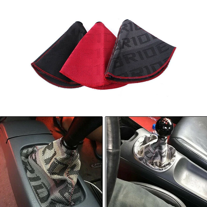 

Black/ Red/ Gray Car Racing Shift Knob Shift Boot Cover Dust-proof Hyper Fabric Gear Shift Cover Waterproof Universal