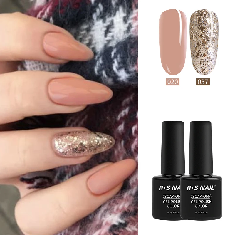 

2 Pieces/Lot RS NAIL New Gel Nail Polish 40 Colors UV LED Long Lasting Gel Lak Nail Art Manicure Vernis Semi Permanent 8ml
