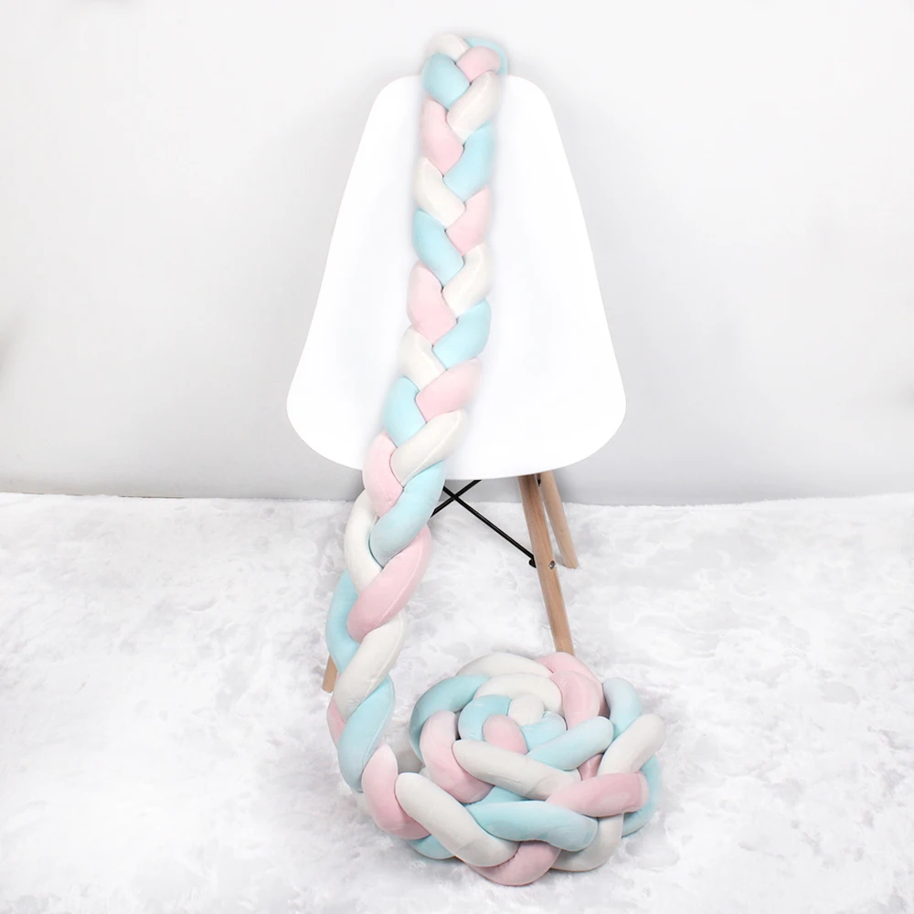 2.5M 3M Length Knot Newborn Bumper Long Knotted Braid Pillow Baby Bed Bumper in the Soft Crib Infant Room Decor