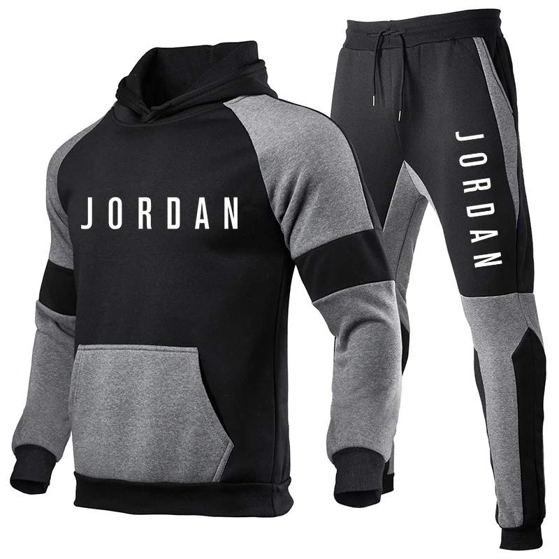 

2 Pieces Sets Printed Tracksuit Men Hooded Sweatshirt+Joggers Pants Pullover Hoodie Sportwear Suit Casual Men Clothes Streetwear