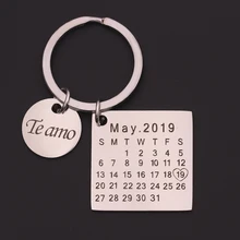 Personalisierte Kalender Schlüsselbund Edelstahl Hervorgehoben mit Herz Datum Gravieren Datum Geburtstag Hochzeitstag Geschenk(China)