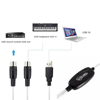 

1Pcs USB IN-OUT Interface Cable MIDI Converter PC Music Keyboard Adapter Cord 1.5m USB Audio Device"
