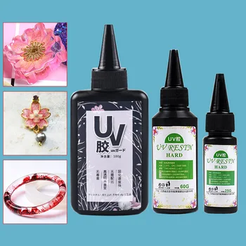 

25/60/100g Ultraviolet Curing UV Resin Glue Gel Quick-drying Non-toxic Transparent Sunlight Activated Hard Jewelry Glue Mold