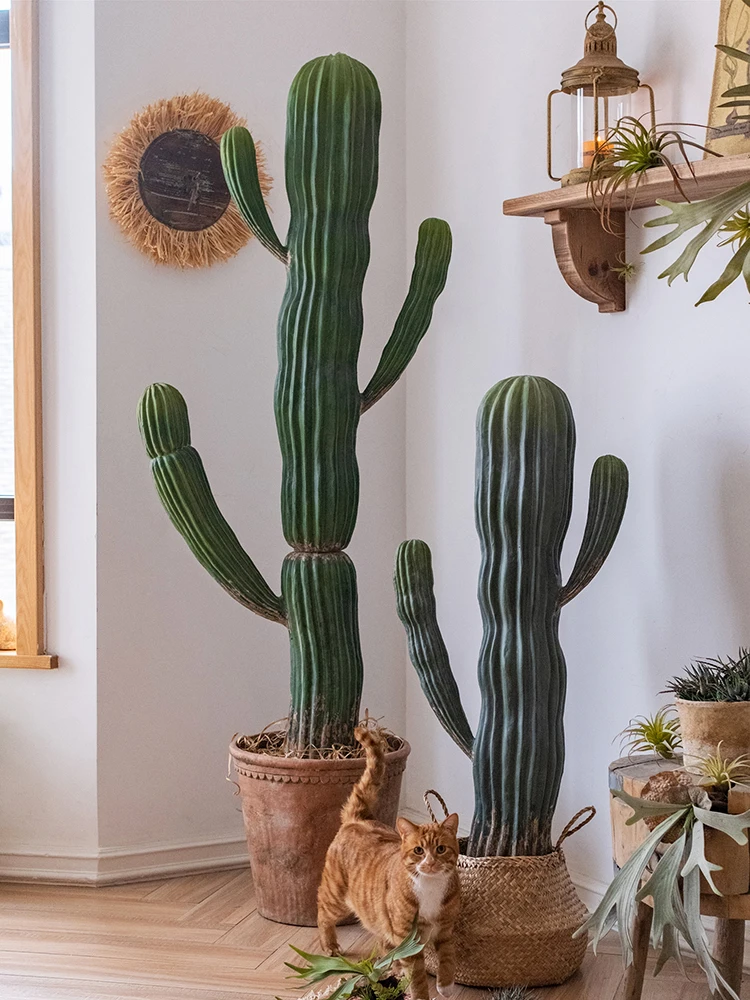 Large Artificial Cactus Green Plant Pot Nordic Plant Artifical Cereus  Decorative Decoration Living Room - AliExpress