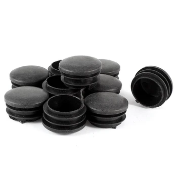 

10 Pieces Plastic Black 35mm Dia Blind Plugs for Legs Round Tube Insert