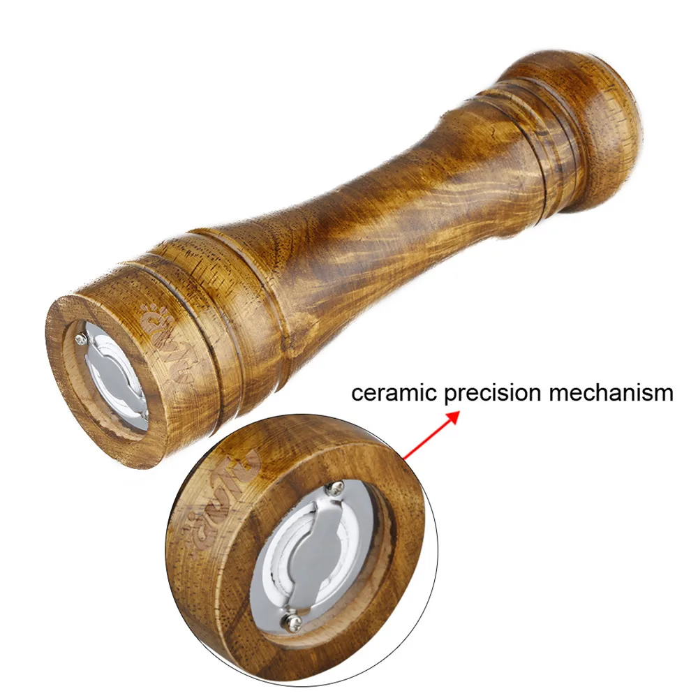 8.7-inch High Quality Natural Wood Cooking Tools,pepper mill,pepper grinder,salt and pepper Cooking BBQ Tools Set9