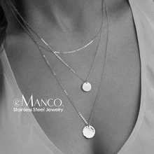 EManco 316L женское ожерелье из нержавеющей стали с выгравированным узором, Заказные буквы, круглые подвески, ожерелье, наборы