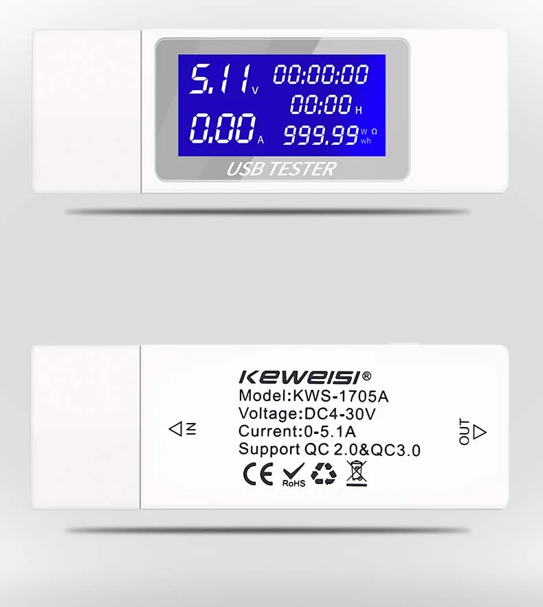 KWS-1705A USB Напряжение измеритель тока ЖК-экран мини портативный креативный Телефон тестер напряжения доктор мобильное зарядное устройство детектор