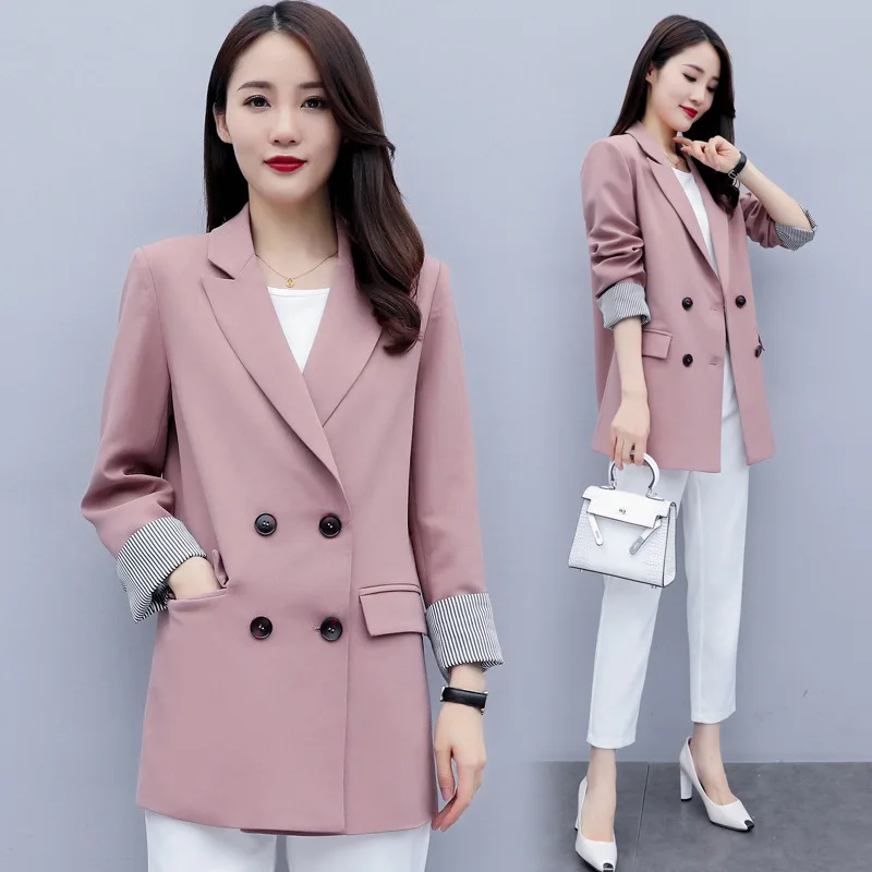 

Black And White with Pattern Suit Jacket Women's Spring And Autumn 2019 New Style Korean-style Loose Casual WOMEN'S Top Business
