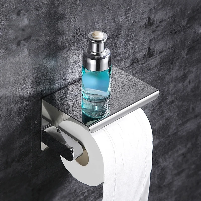 Bathroom Toilet Towel Paper Holder Phone Holder Wall Mount WC Rolhouder Paper With Shelf Towel Rack Tissue Boxes Black paper towel holder towel rack toilet paper holder toilet roll holder paper towel rack tissue holder
