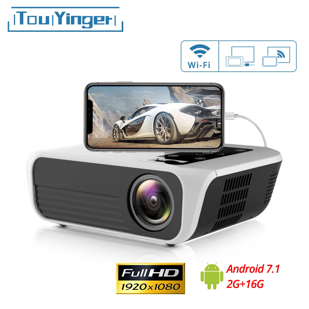 

Touyinger L7 LED Native 1080P Projector full HD mini brands USB beamer 4500 Lumens Android 7.1 wifi Bluetooth Home cinema HDMI