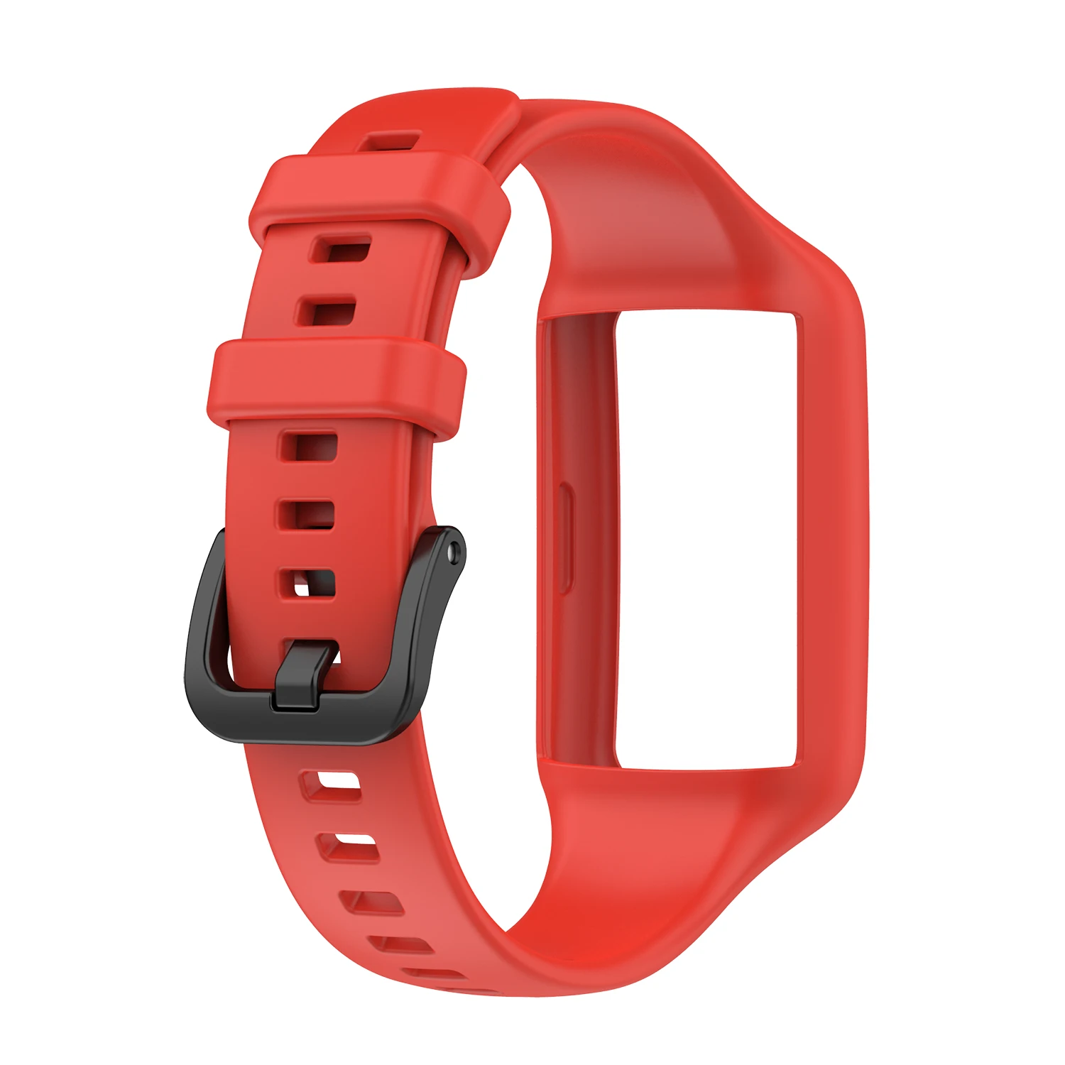 Silicone Sport Watch Strap with Black Steel Buckle and Frame Protection