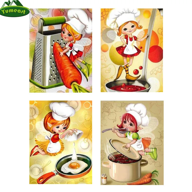 YUMEART DIY алмазная живопись мультфильм Алмазная вышивка фея девушка готовка кухня