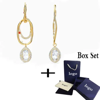 

Fashion SWA new shell-shaped earrings irregular coral decoration pearl white crystal earrings romantic jewelry gifts for girls