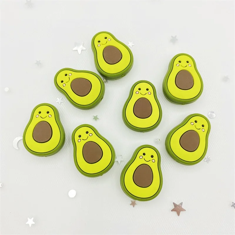 5pc Silicone Beads For Necklaces BPA Free Baby Teether Avocado Teething Beads Silicone Teether Toy For Kids