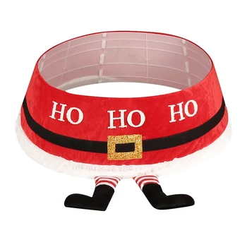 

48 Inch Round Collar Christmas Tree Skirt With Delightful Legs Home Festival Easy Install Base Cover New Year Non Woven Fabric