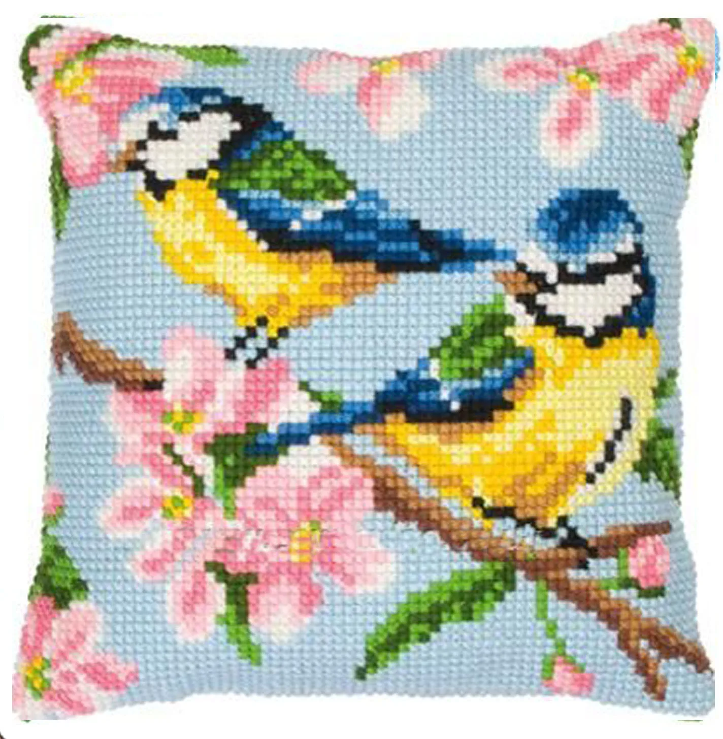 Latch Hook Flower Bird Cushion Pillow Case Canvas Acrylic Yarn Latched