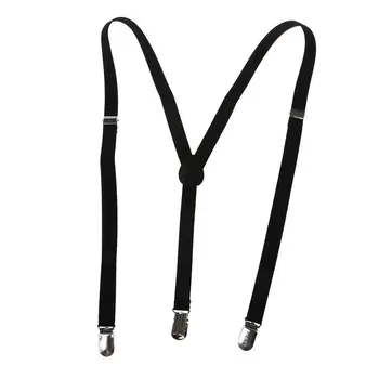 

Adult Adjustable Metal Clamp Elastic Suspenders Braces Black