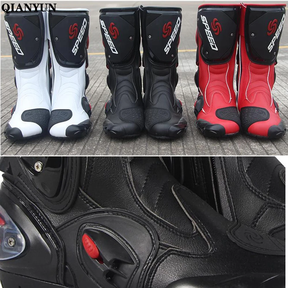 Новые мотоботы Мотокросс внедорожные мотоциклы обувь; доступно в черном и белом цвете/красный Размер 40/41/42/43/44/45 Cross Racing Сапоги