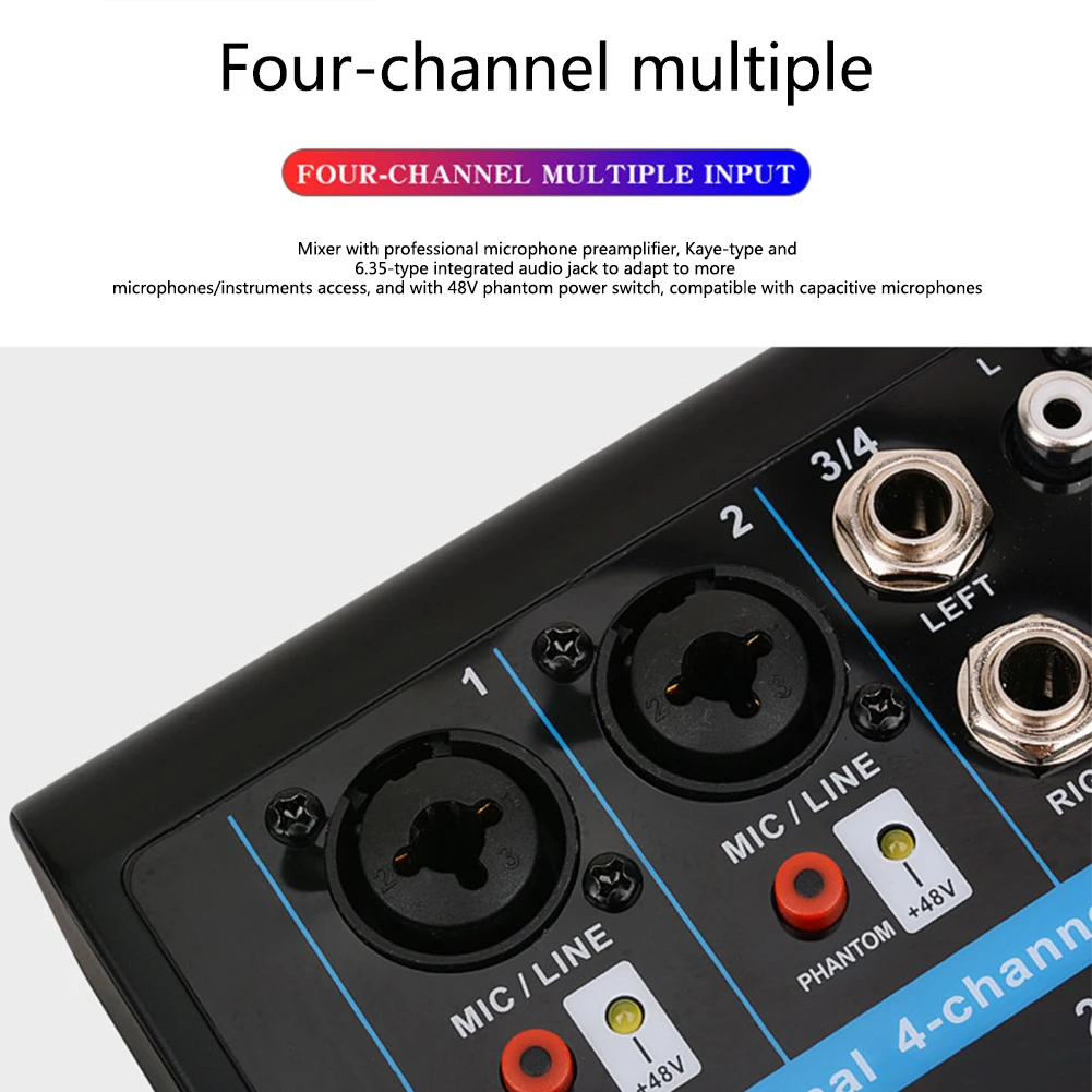 4 канала Bluetooth профессиональный стерео Портативный Студийный мини микшер живой микшерный пульт аудио USB KTV звук караоке Вечерние