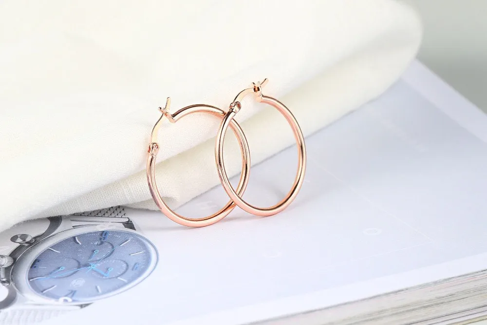 MxGxFam 30 мм цвет розового золота гладкие круглые серьги-кольца для женщин модные ювелирные изделия без камня