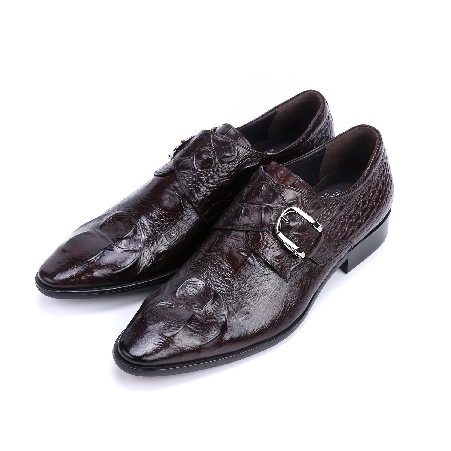 

Men Shoes Buckle Formal Wear Leather Shoes Embossed Crocodile Pattern Leather Shoes Fashion Wedding Shoes Work Wear