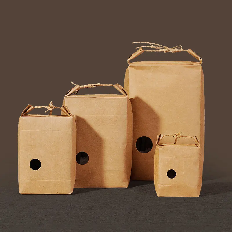 25pcs rice paper packaging/Tea packaging cardboard  paper bag/weddings kraft paper bag Food Storage Standing  Paper Packing Bag