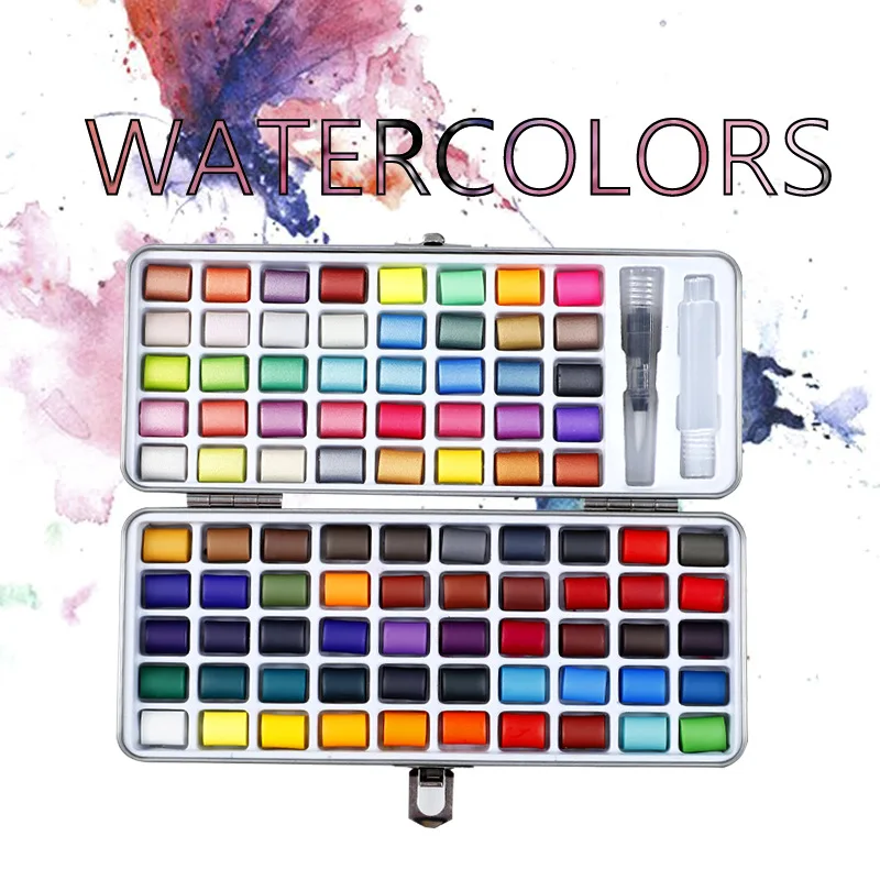 

Yan Song 50/72/90 Color Solid Watercolor Set Basic Neon Glitter Watercolor Paint for Drawing Art Paint Supplies Art Supplies