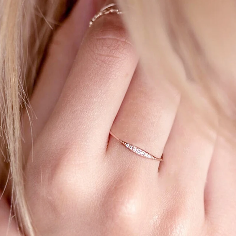 

Exquisite Concise Design Crystal Zircon Ring Elegant 3-Colour Optional Party Finger Jewelry girl Gift Romantic Valentine's Gift