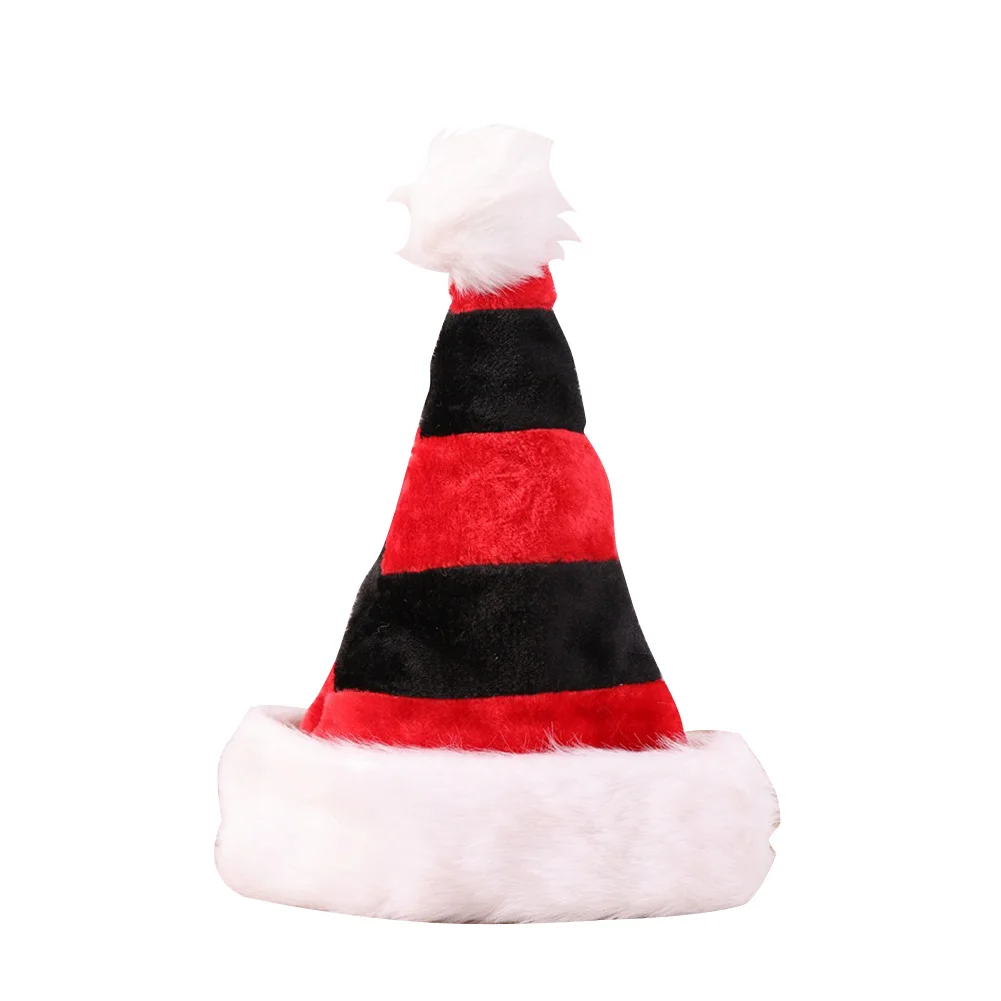 

Bar Home Party Adults Cute Stripe Double Layer Cap Long Plush Conical Hairball Kids Christmas Hat Accessories