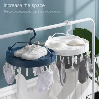 

20 Clips Folding Drying Rack Underwear Sock Clip Hanger Multi-Function Clothes Windproof Storage Rack Storage Shelf