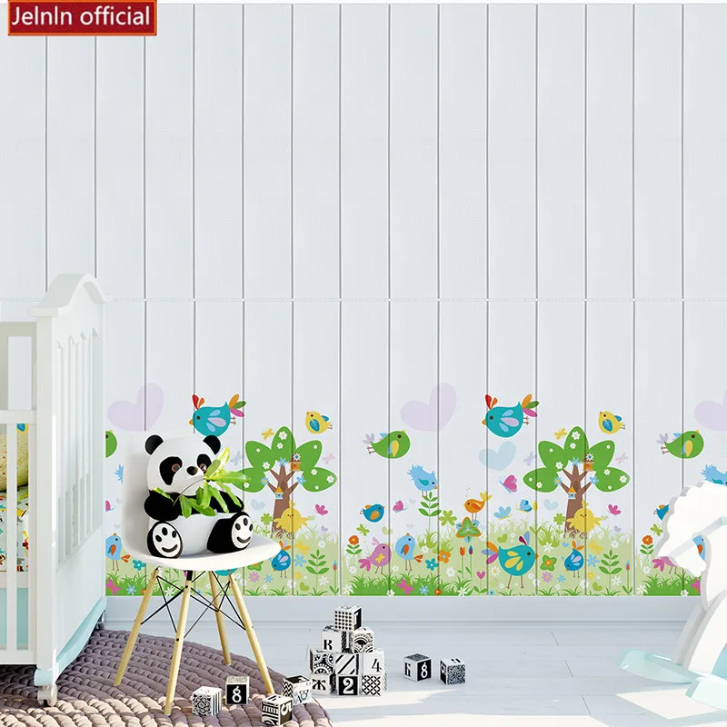  Cartoon 3d foam wall stickers kids room bedroom wood grain foam brick wallpaper kindergarten decora - 4000070785958