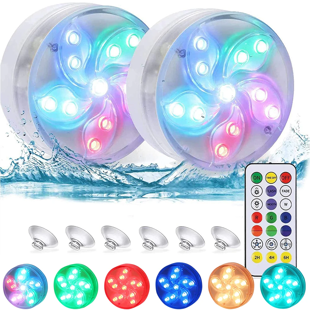 underwater led strip lights IP68 Waterproof RGB Submersible Light Battery Operated Underwater Night Lamp Outdoor Garden Party Decoration Underwater Lights swimming pool lights underwater