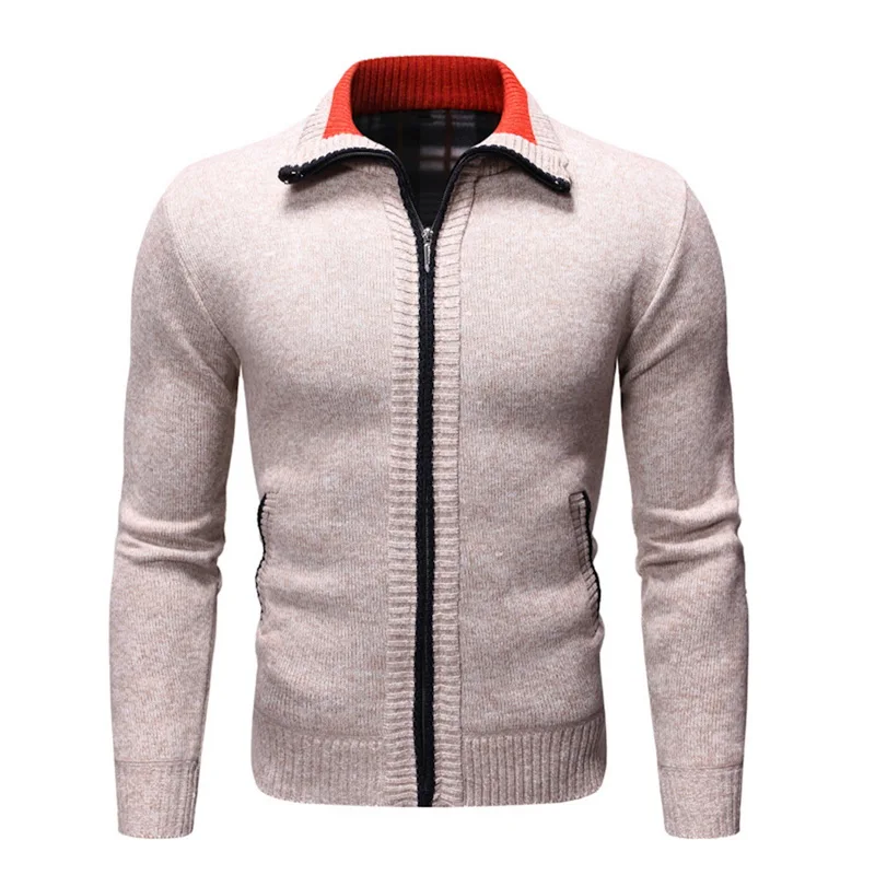 CYSINCOS2019, осенне-зимний мужской свитер, пальто из искусственного меха, шерстяной свитер, куртки, мужские вязаные толстые пальто на молнии, Повседневная вязаная одежда