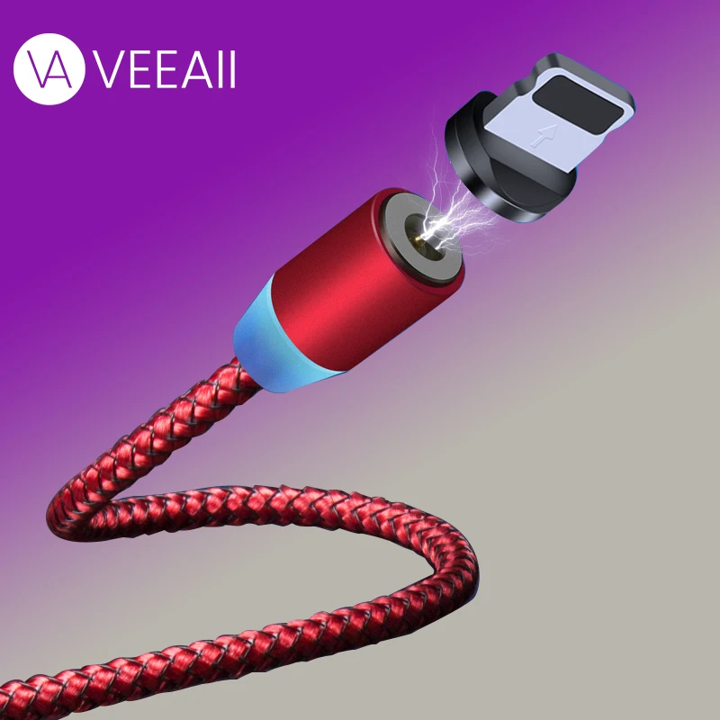 VEEAII 1 м 2 м светодиодный магнитный кабель usb Тип C микро кабель зарядное устройство для Iphone 11pro samsung Xiaomi Мобильный телефон зарядное устройство кабель Шнур