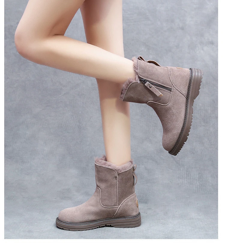 Зимние ботинки; женские плюшевые ботинки на платформе; botas de nieve mujer botte hiver femme; модные ботинки с круглым носком на молнии; резиновая обувь; TSDFC