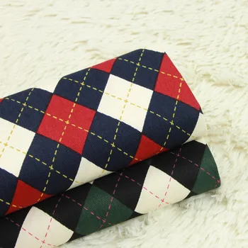 

half yard import twill cotton fabric with geometric plaid print handmade DIY bag garment dress material 100% cotton CR-442