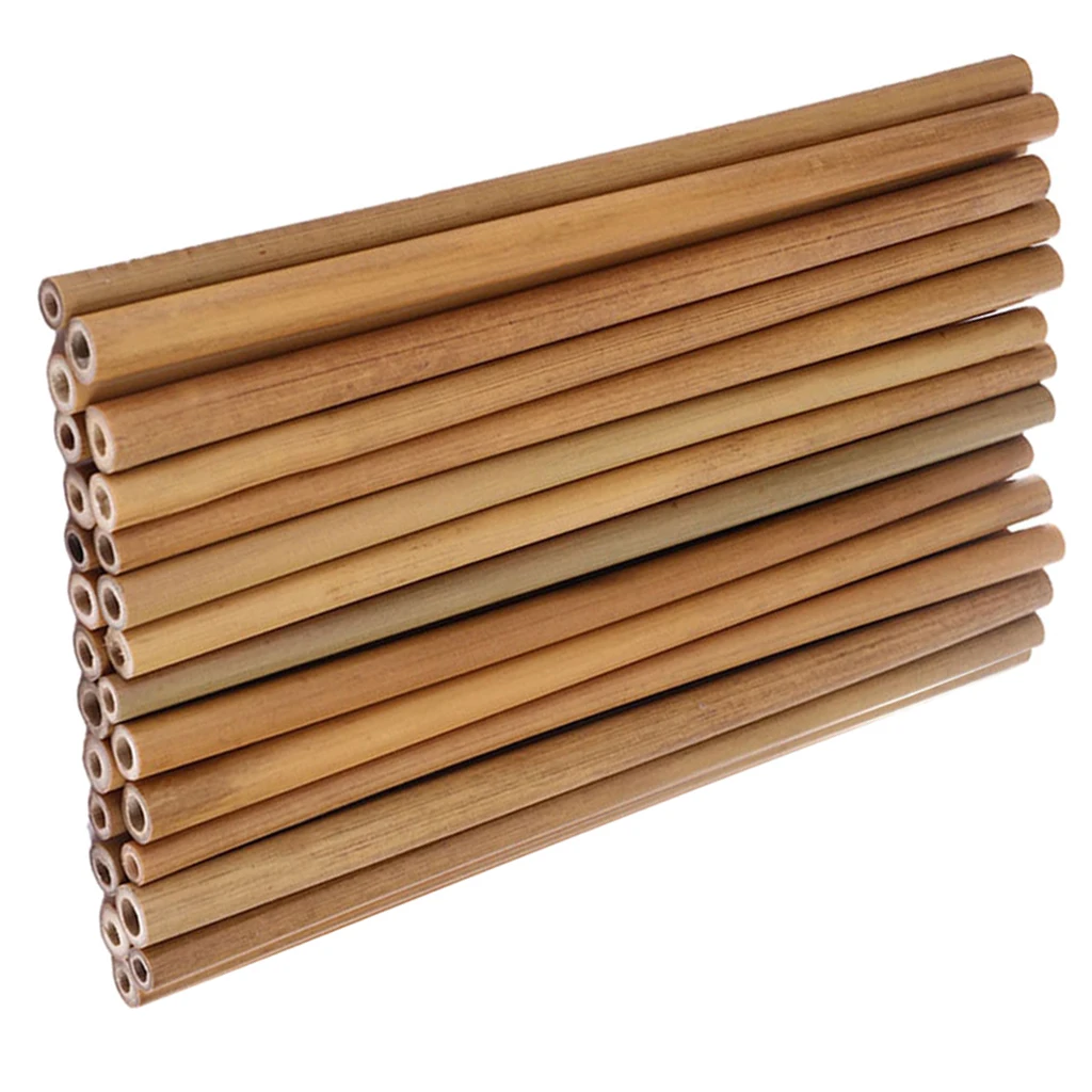 30pcs Bamboo Straw Reusable Hollow Wooden Tube Kitchen Home Diy Wood