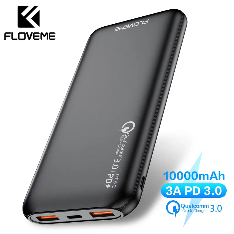 FLOVEME – chargeur rapide 3.0 10000 Mah, batterie externe 18W PD 3.0 pour iPhone Xiaomi