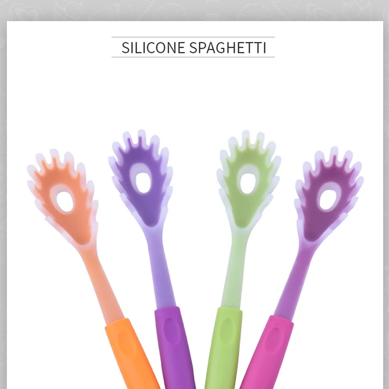 

Silicone Spoons With Long Handle Spaghetti Spoons Pasta Tools For Noodles Kitchen Accessories Gadget random color