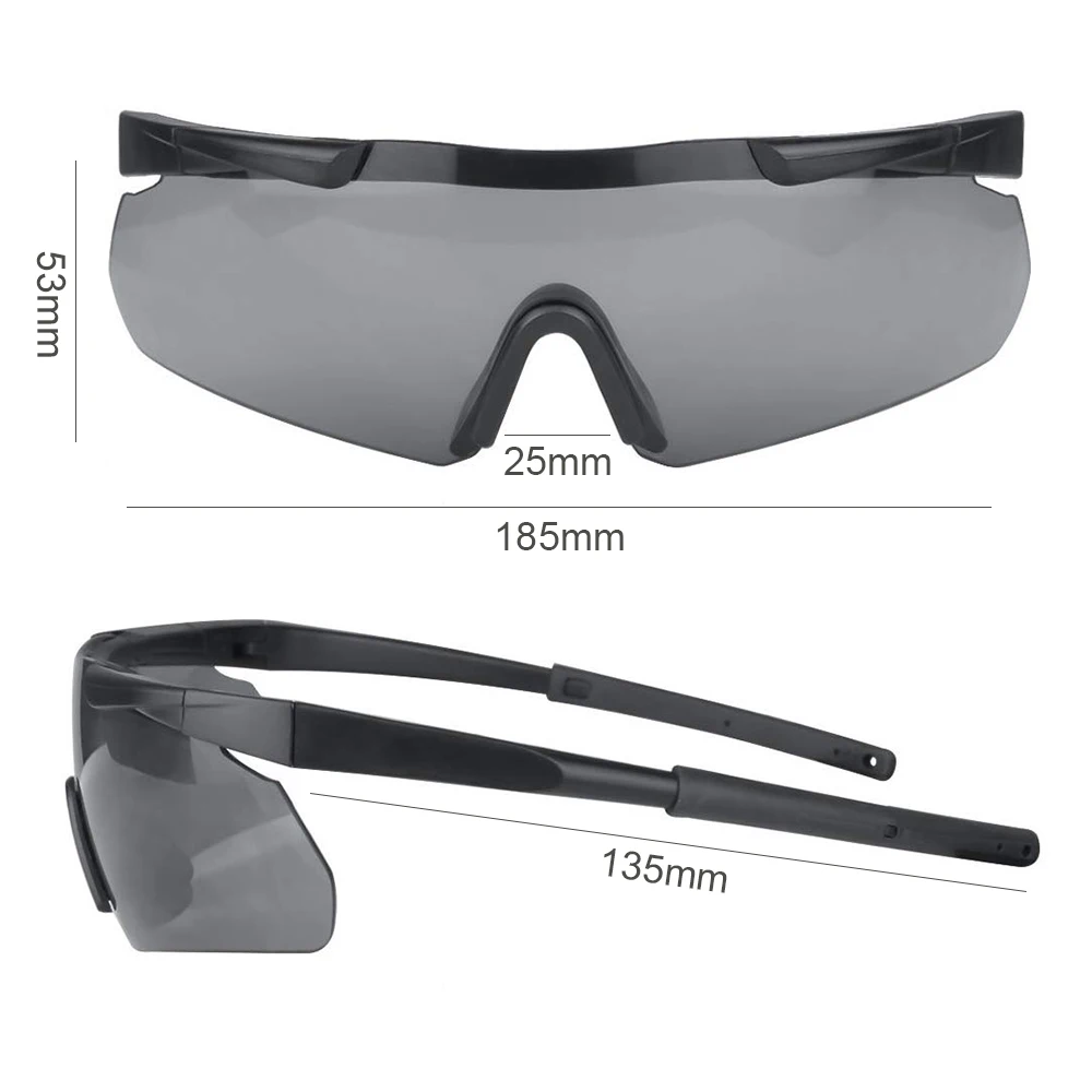AIELBRO Men Women Shooting Glasses Tactical Eyewear 3 Interchangeable Lenses Outdoor Antifog Safety Glasses With Hard Shell Case