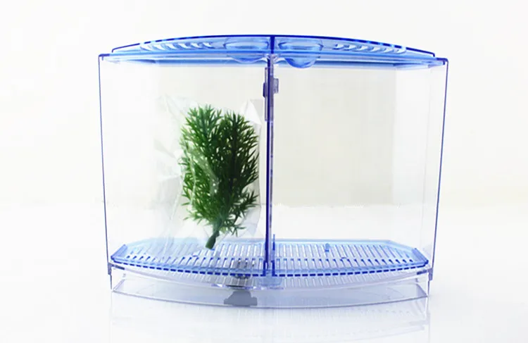 Мини-Рыбная миска, маленький аквариум, акриловая коробка для Betta, изолирующая сетчатая клетка, две решетки, три сетки, светодиодный