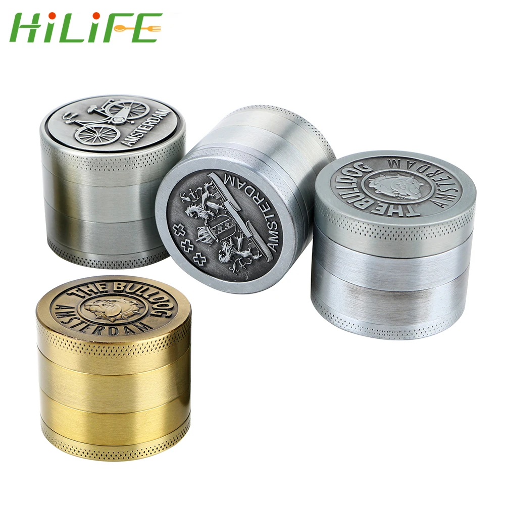HILIFE Схипхол траворезка для табака резак пыльца Прессер аксессуары для курительной трубки дробилка для специй 40 мм 4 части цинковый сплав