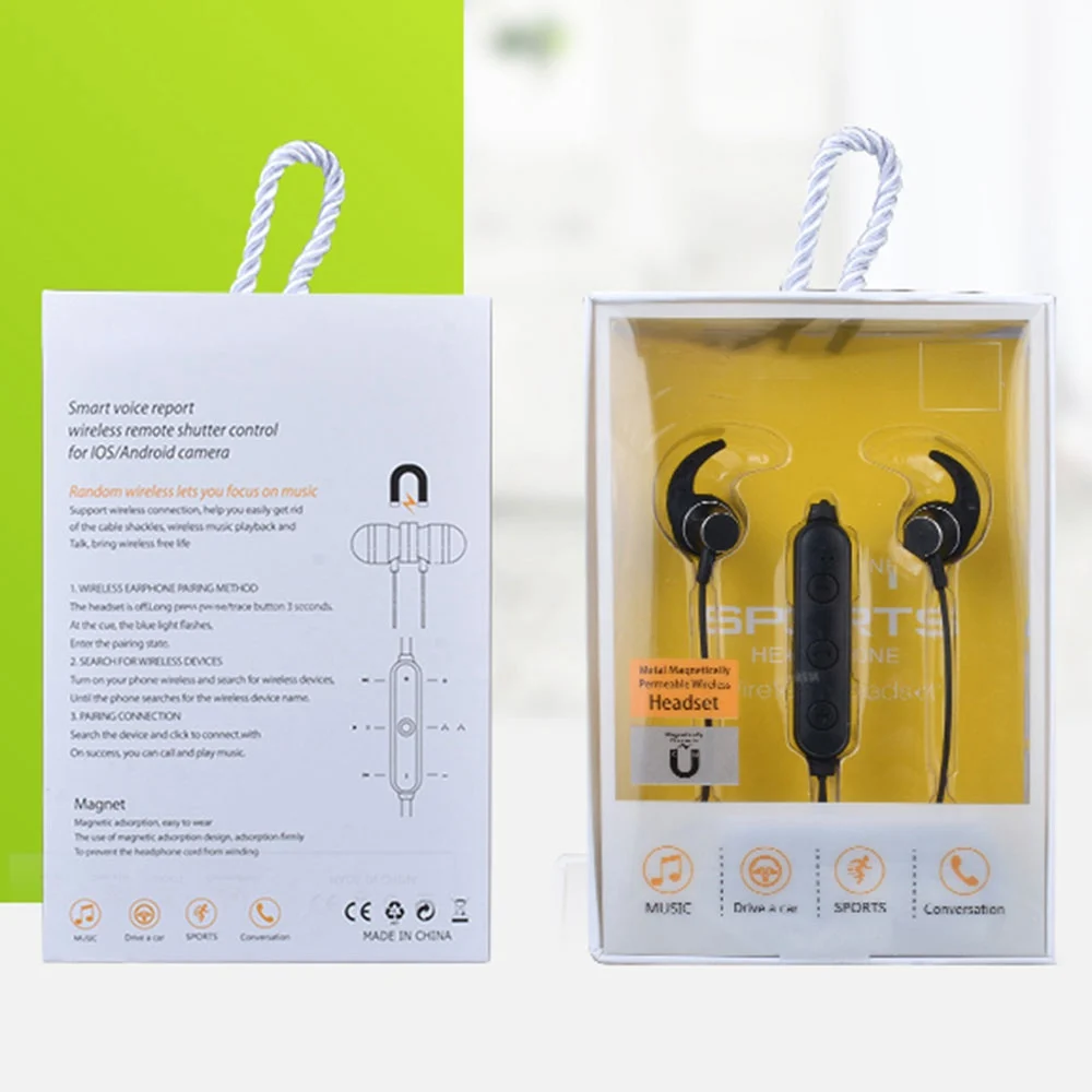 Magnetic TF Card Wireless Bluetooth Earphone Headphone Sport Running Headset With Mic Earbuds For All Smart Phone fone de ouvido